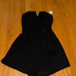 Black strapless romper